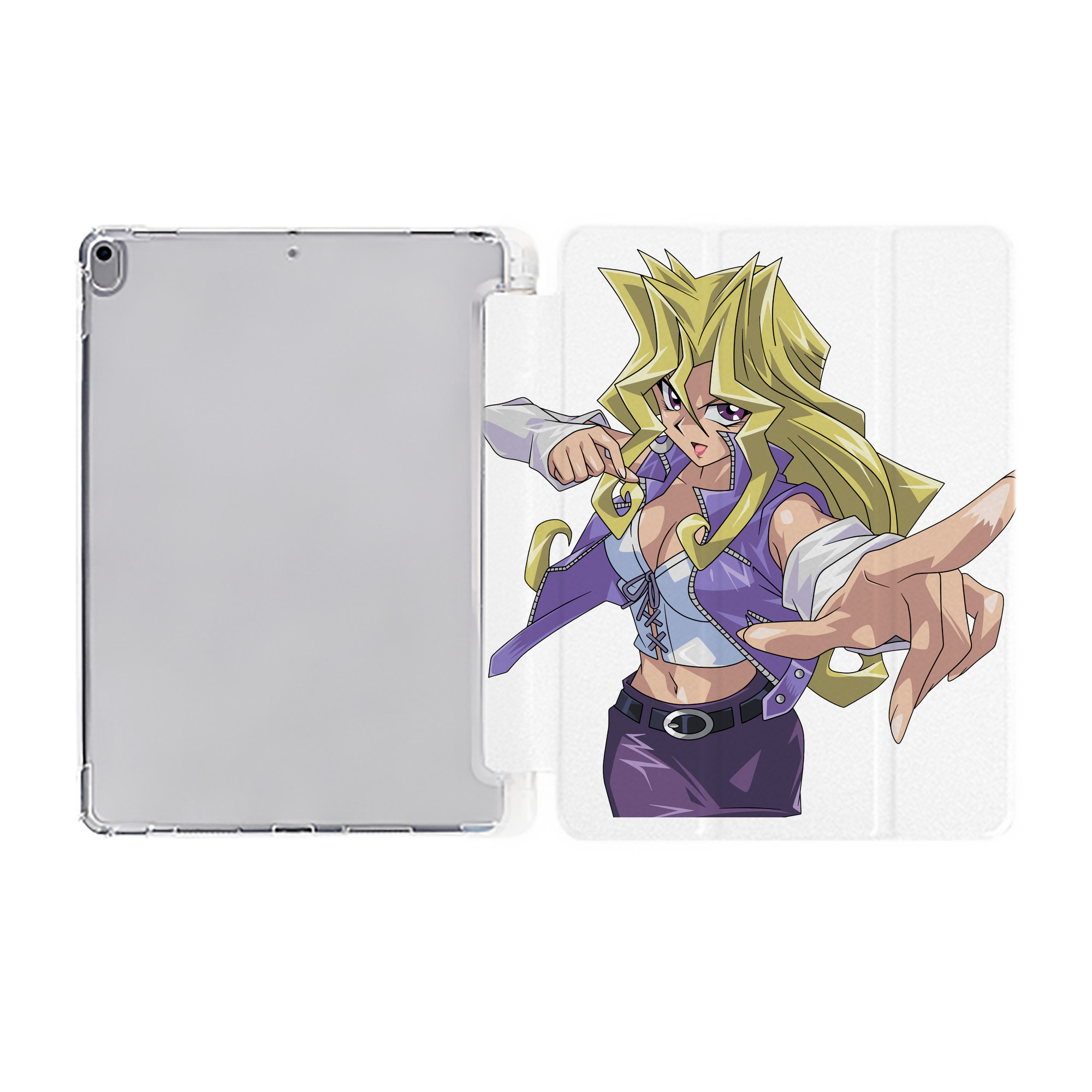 （画像用） 遊☆戯☆王 Yu-Gi-Oh! IPad ケース ペン収納付き 三つ折りスタンド PUレザー×シリコン 対応機種9.5/10.5/10.9インチ